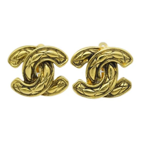 Chanel CC Earrings Clip-On Gold - Picture 9 of 15